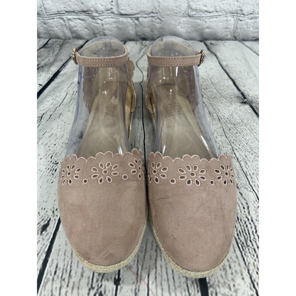 Lauren Conrad LC Espadrille Sandals Women’s 9M Pink Suede Ankle Strap/Buckle